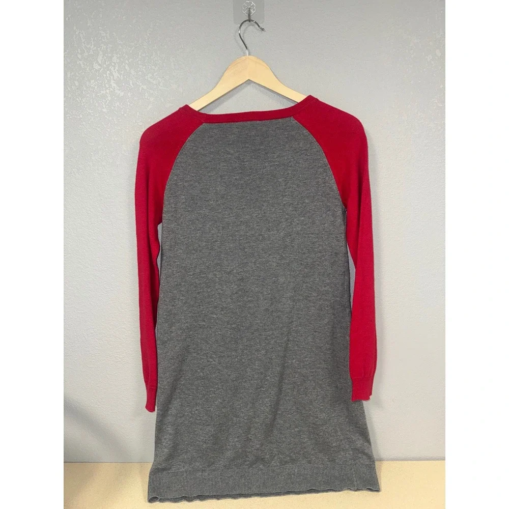 The Childrens Place Girls Red Gray Heart Sequin Sweater Dress Tunic XXL 16‎ NWT